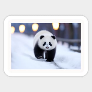 Panda Wildlife Animal On Street Outdoors Sticker